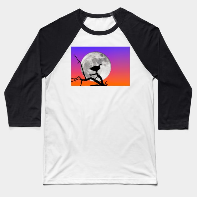 Vulture Silhouetted Against Supermoon Baseball T-Shirt by GrahamPrentice